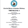 Central Maine & Quebec Railway Timetable no.4